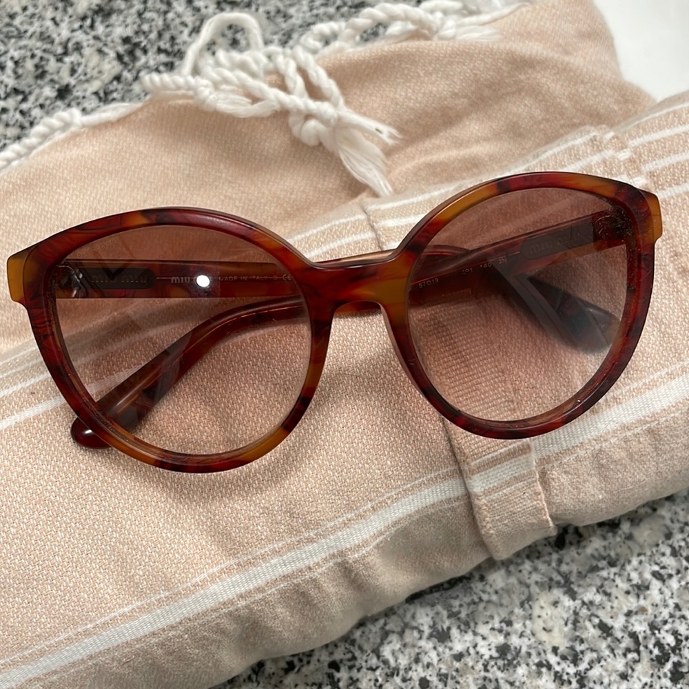 Miu Miu burgundy/red Smu07n Tortoise Matte Cat Eye Sunglasses
